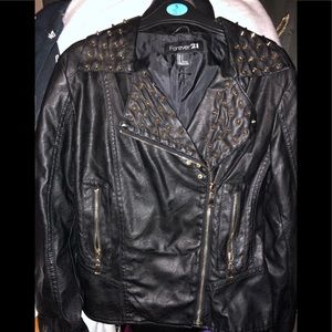 Leather jacket gold spikes